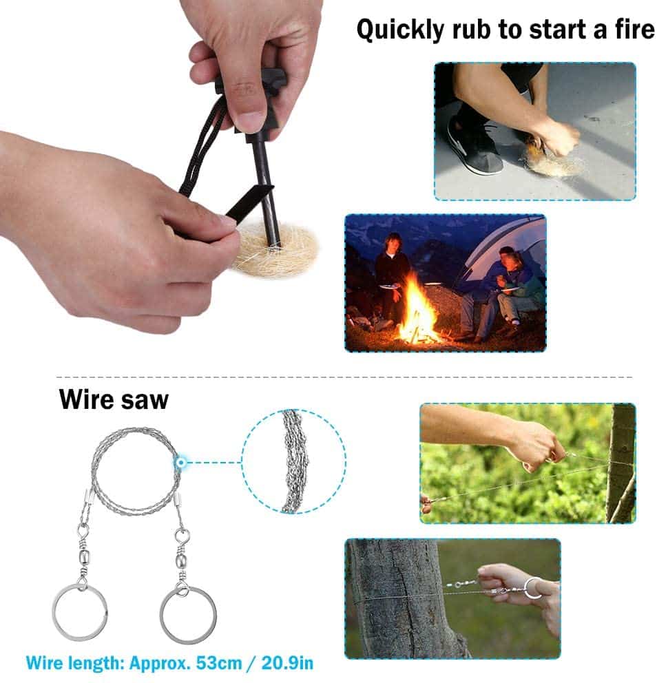 Kit De Survie étanche Pour Randonnée Et Camping - Boîte Hermétique Avec Couvertures Thermiques, Bracelet Paracorde, Sifflet, Scie à Fil