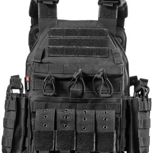 WEERUN Gilet Tactique Porte Plaque Militaire pour Homme Gilet Tactique Réglable Polyvalent Molle Gilet de Combat pour Airsoft Paintball CS Jeu Entraînement en Plein Air Chasse