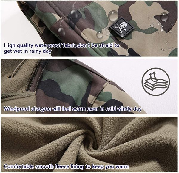Wisdom Wolf Hommes Vestes Militaire Tactique Imperméables Softshell Toison Manteau d'hiver Outdoor Hoodie – Image 4