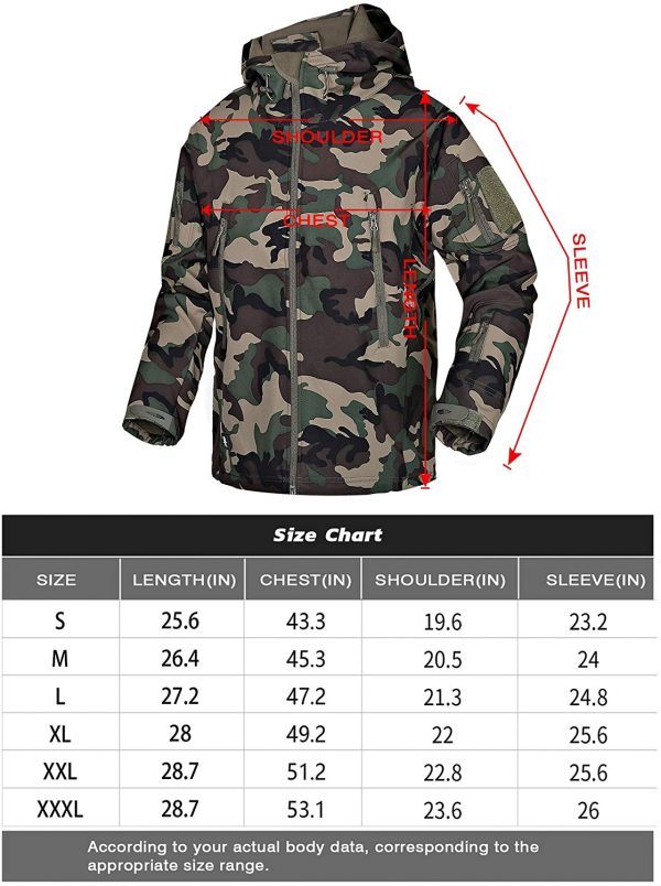 Wisdom Wolf Hommes Vestes Militaire Tactique Imperméables Softshell Toison Manteau d'hiver Outdoor Hoodie – Image 8