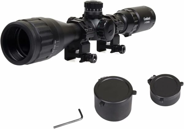 Goetland 3-12x40 AO Lunettes de Visée Airsoft à Réticule Illuminé avec Point Vert et Rouge avec Anneaux de Montage