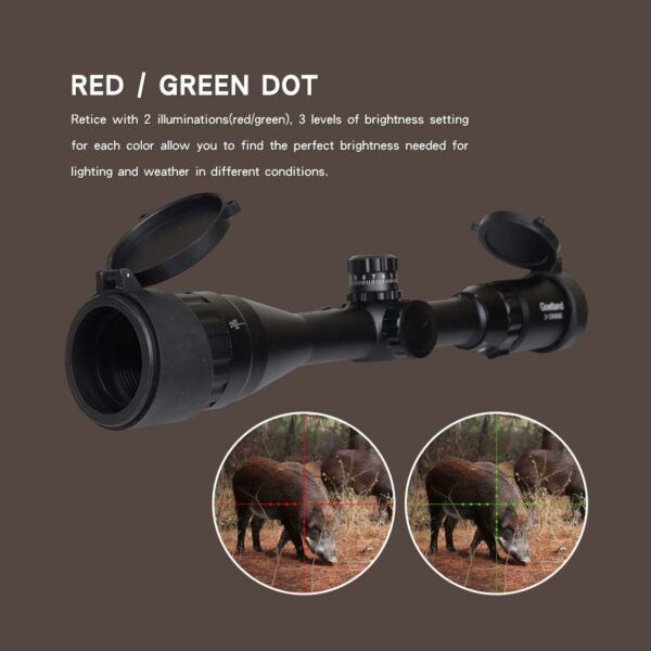 Goetland 3-12x40 AO Lunettes de Visée Airsoft à Réticule Illuminé avec Point Vert et Rouge avec Anneaux de Montage – Image 4
