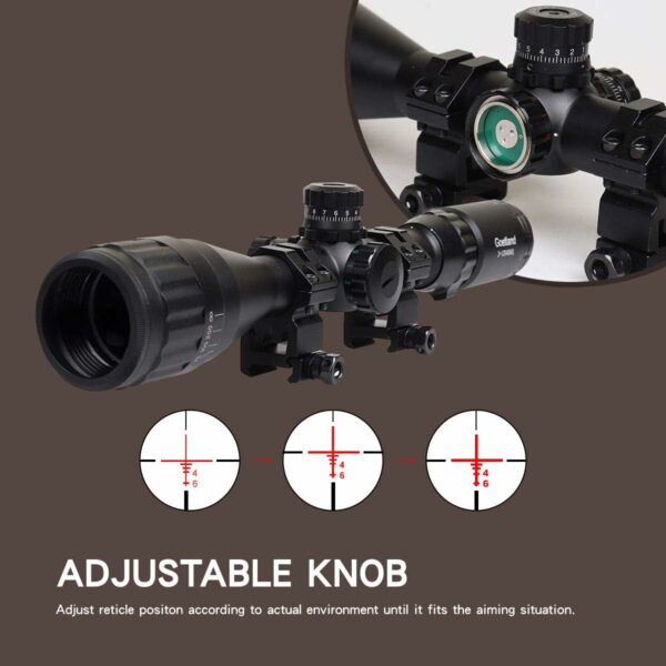 Goetland 3-12x40 AO Lunettes de Visée Airsoft à Réticule Illuminé avec Point Vert et Rouge avec Anneaux de Montage – Image 6