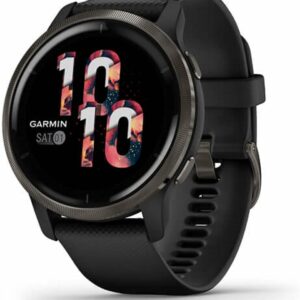 Garmin Venu 2 – Montre connectée GPS multisports avec écran AMOLED, autonomie longue durée (11 jours) – Gray avec bracelet noir – Boîtier 45 mm