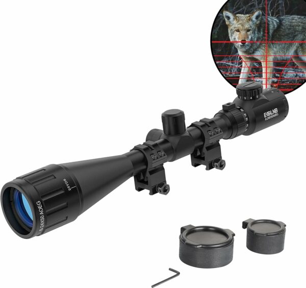 ESSSNB Airsoft Lunette De Visée 6-24x50 avec Télémètre AOEG 5 Luminosité Réglages pour 20mm/22mm Weaver/Picatinny Montage sur Rail et des couvertures Lentille Optique pour la Chasse