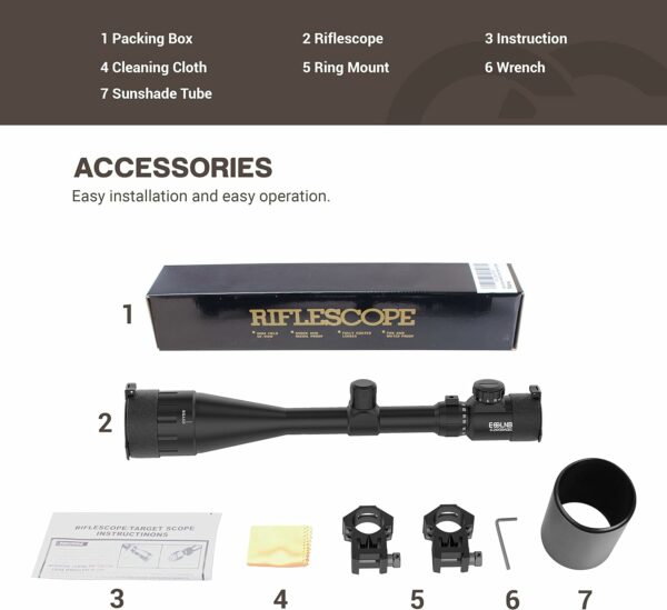 ESSSNB Airsoft Lunette De Visée 6-24x50 avec Télémètre AOEG 5 Luminosité Réglages pour 20mm/22mm Weaver/Picatinny Montage sur Rail et des couvertures Lentille Optique pour la Chasse – Image 9