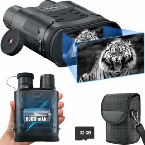 Jumelles Vision Nocturne,9MP 1080FHD 4K 6000mAh Rechargeable Infrarouge Vision Nocturne avec 3" HD ÉCRAN Zoom Numérique 6X, Visible 400M dans l'obscurité Lunette Vision Nocturne pour Chasse